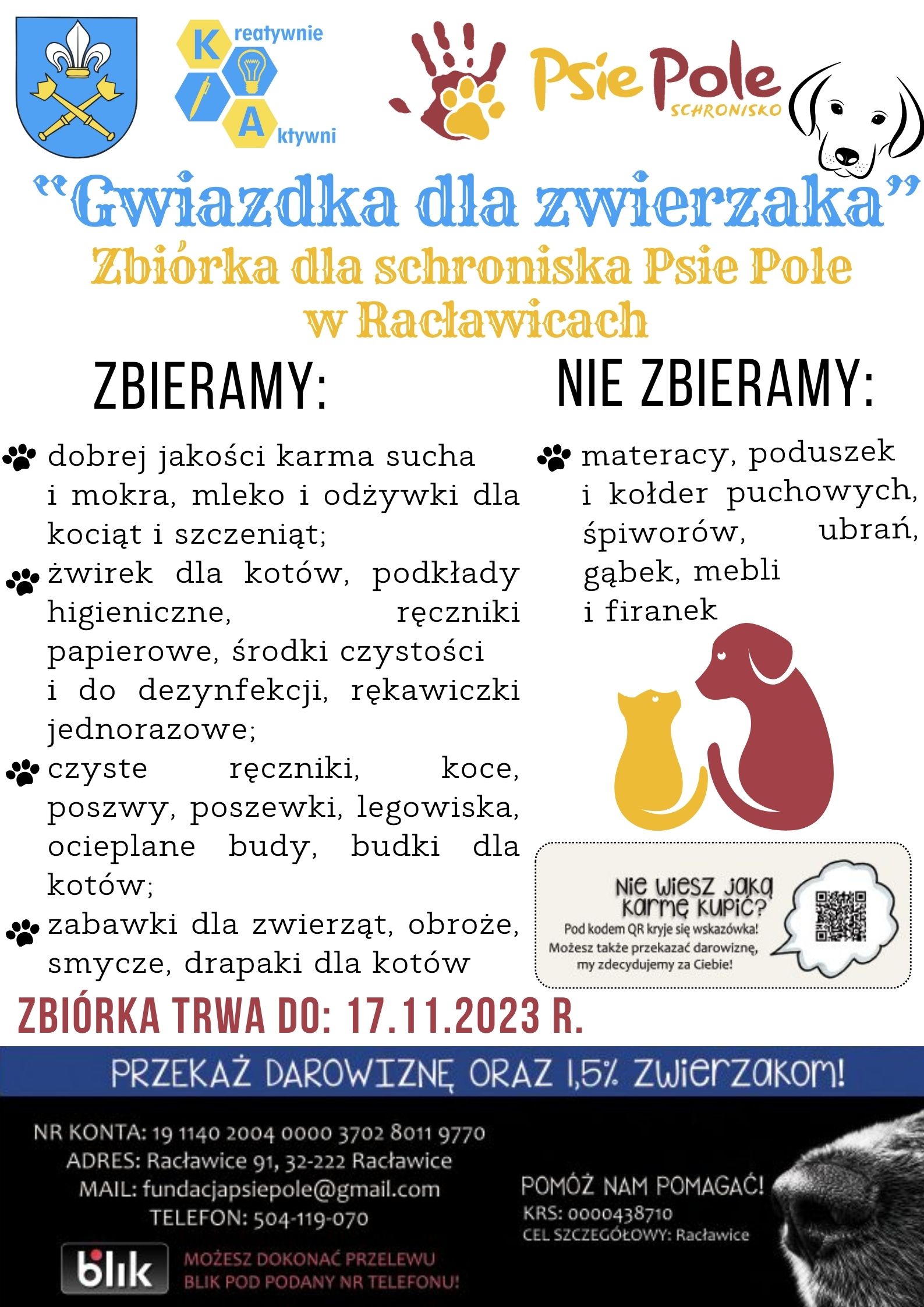 Zbiórka dla Schroniska Psie Pole w Racławicach